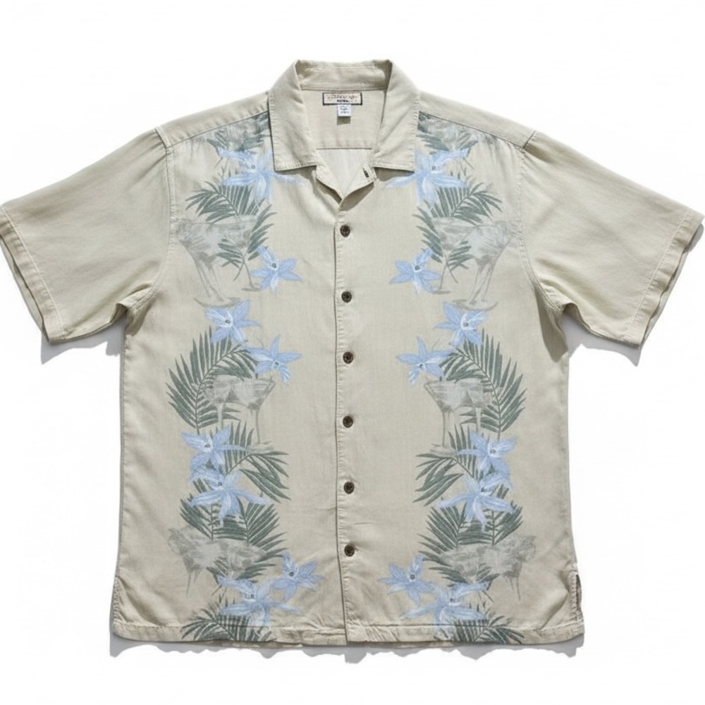 Caribbean Joe Rayon Hawaiian Camp Shirt Men’s XL Blue Tropical Floral
